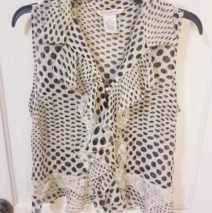 Studio White and Black Polka Dot Blouse